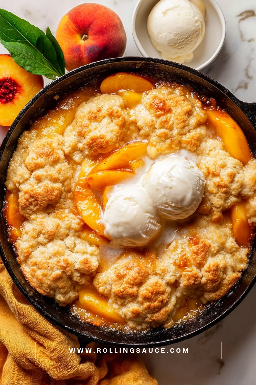 Southern Peach Cobbler With a Cakey Golden Crust on Top